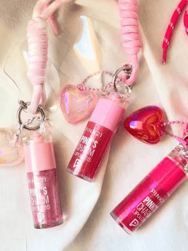 brillos labiales con llavero de Pink 21 